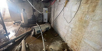 flooded basement that needs waterproofing